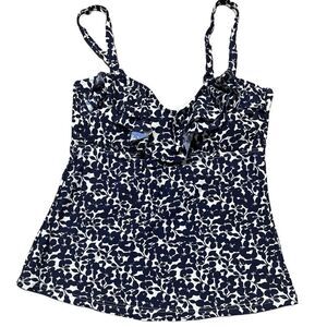 Island Escape Tankini Swim Top, Navy and White, Small, NWOT.